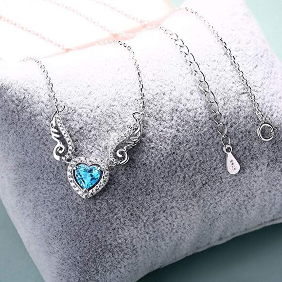 Jewelry - 🌸 Hollow Blue Heart Wings Lovely Pendant Necklace for Women, EVGG1053
